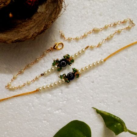 Traditional Rakhi with Metal, Glass, Acrylic Beads